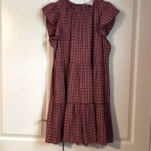 NWT flutter sleeve midi plaid dress